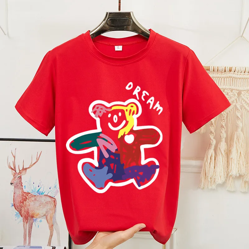 

Summer New O Neck Short Sleeve Women T-shirt Cartoon Bear Print Couple Loose Tops Harajuku Tshirt Female Bottoming Shirt S-3XL
