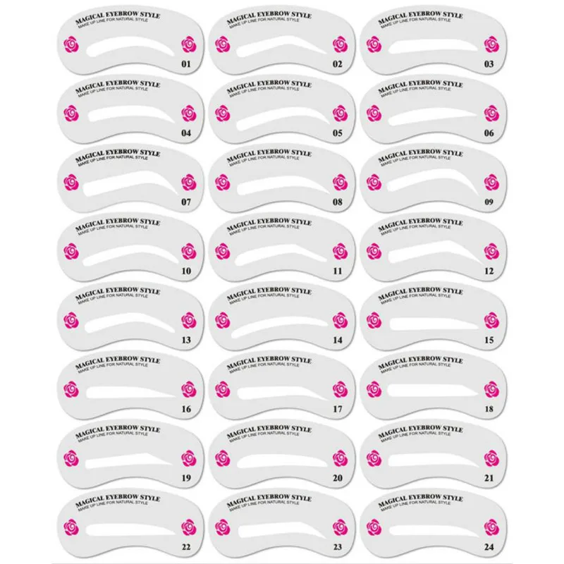 

24 Styles Eyebrow Shaping Stencils Grooming Kit Makeup Shaper Set Template Tool l For Women Beauty Model Makeup Tools