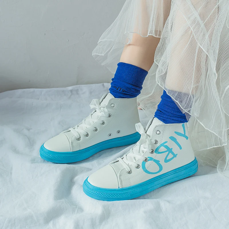 Новые Классические женские туфли Женская полотняная обувь Футболка с принтом