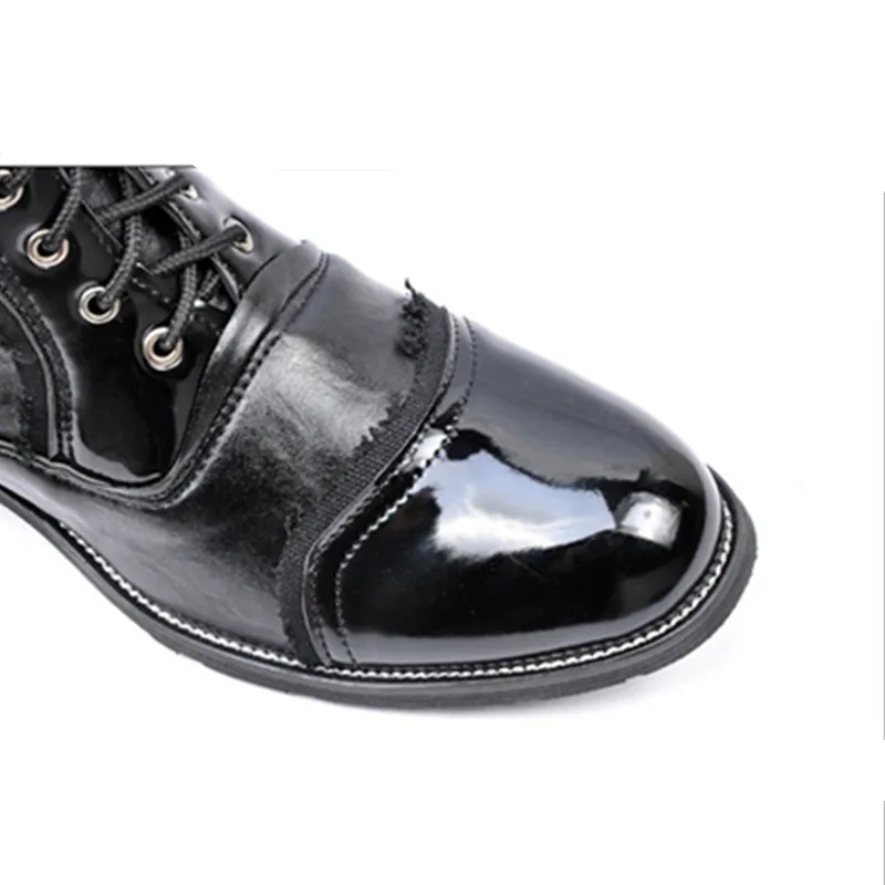 Мужские рыцарские ботинки 2021 средней длины из лакированной кожи короткие