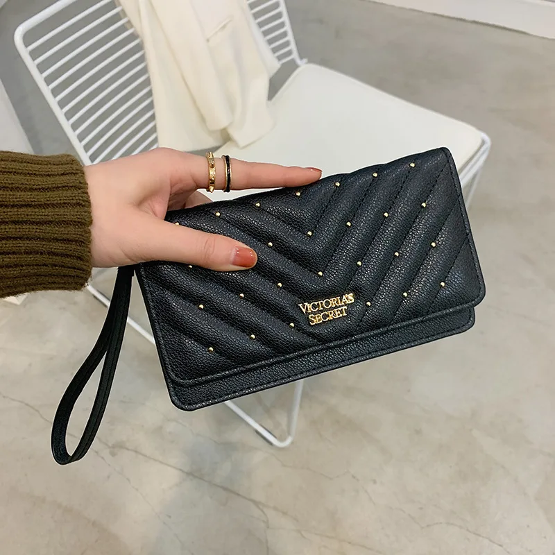

Ladies New Wallet Large Capacity Ladies Long Clutch Fashion Rivet Wallet Pu Wallet card bag