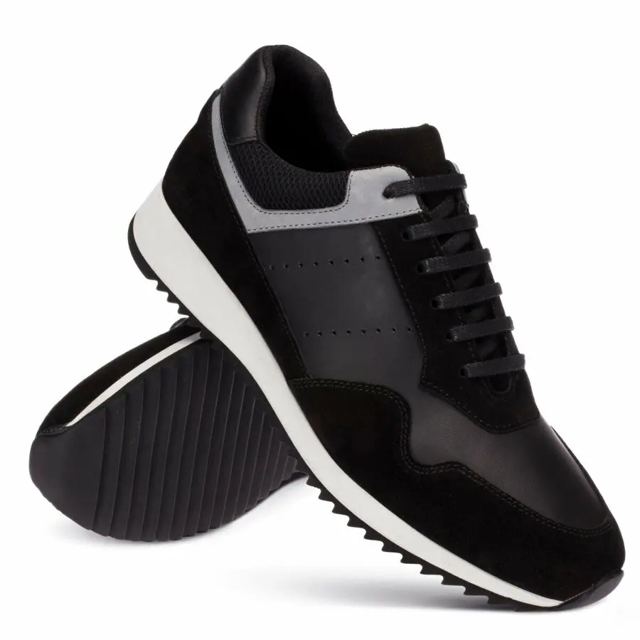 

Sneakers Men Deery, Genuine Leather Black Sneaker Men Shoes