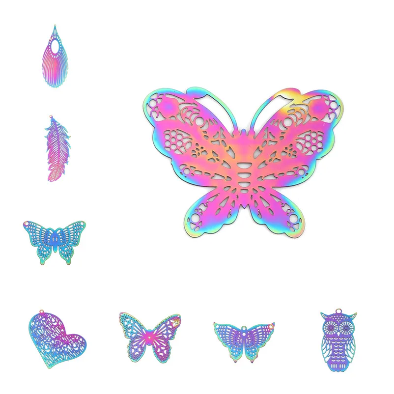 10 шт. Нержавеющая сталь Филигранное тиснение Кулоны из нержавеющей стали для