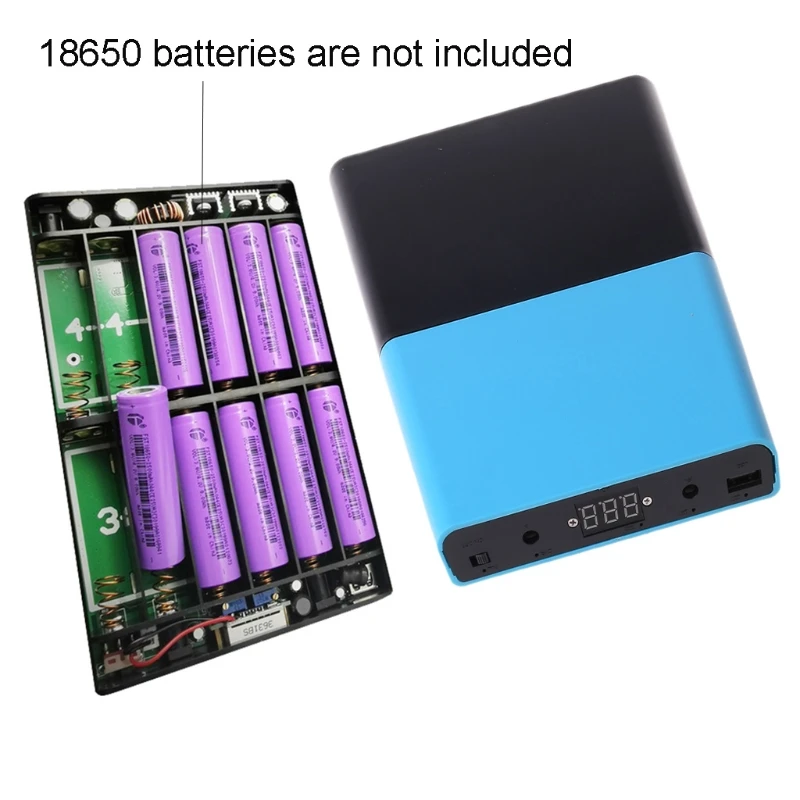 

QC 3.0 USB DC 1-24V Adjustable Output 12x 18650 Batteries DIY Power Bank Box Charger for Laptop Mobile Phone Router Tablet LED