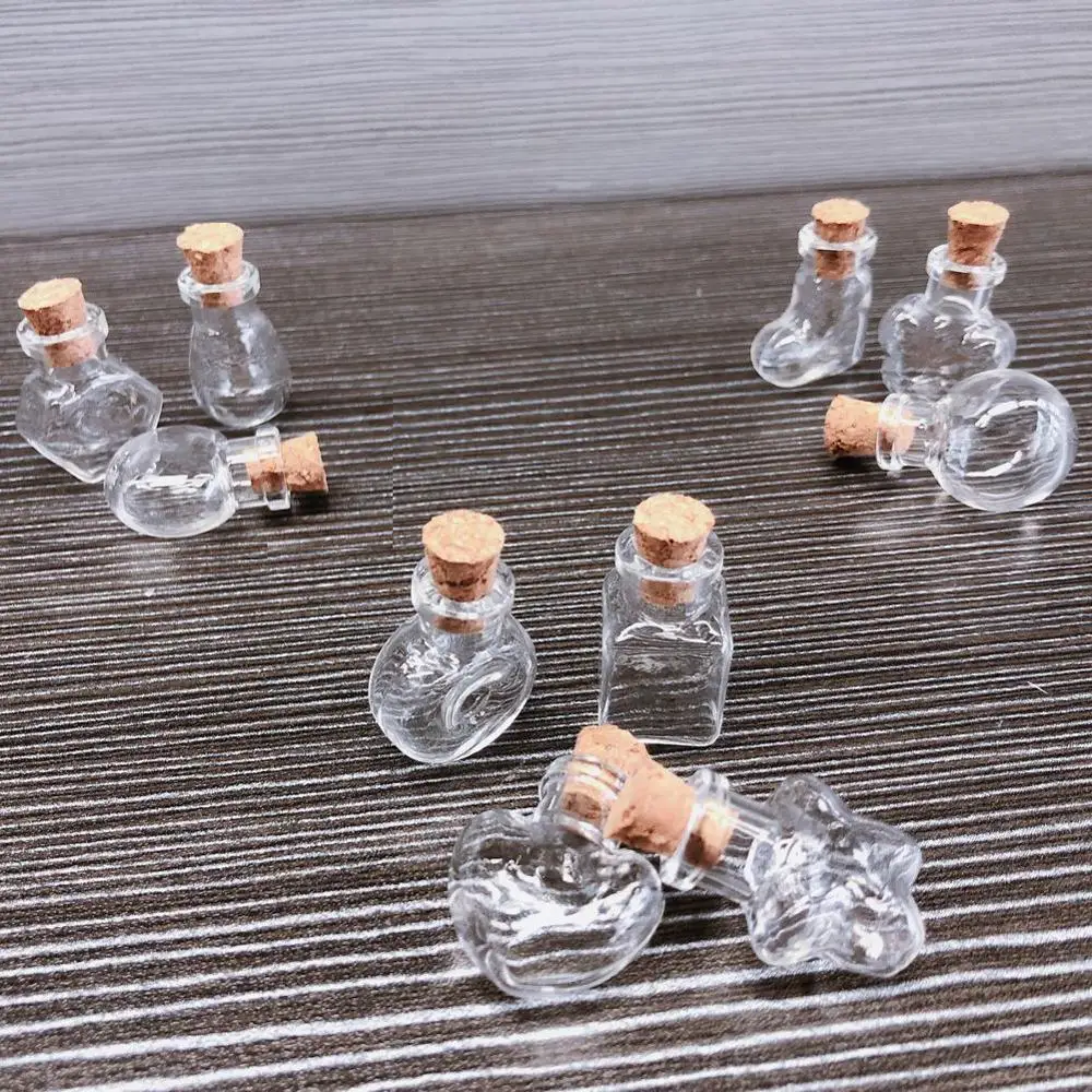 Маленькие стеклянные украшения с пробкой 10 форм маленькие поделки духи желания