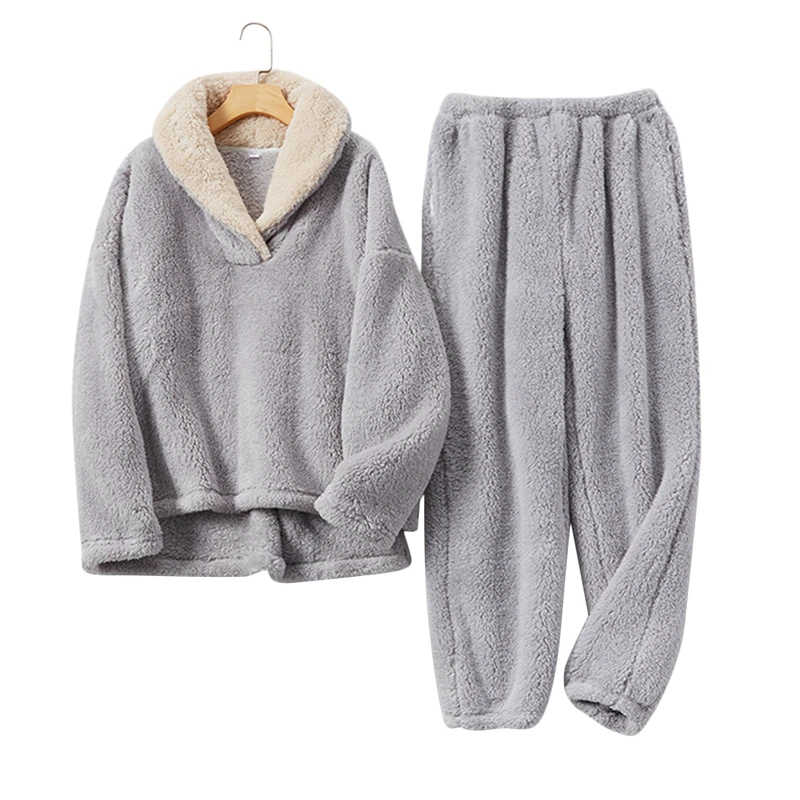 Autumn Winter Pajamas Set Women Loungewear Fleece Sleepwear Home Suits Homewear Ladies Warm Plush Lounge Sleep Wear | Женская одежда