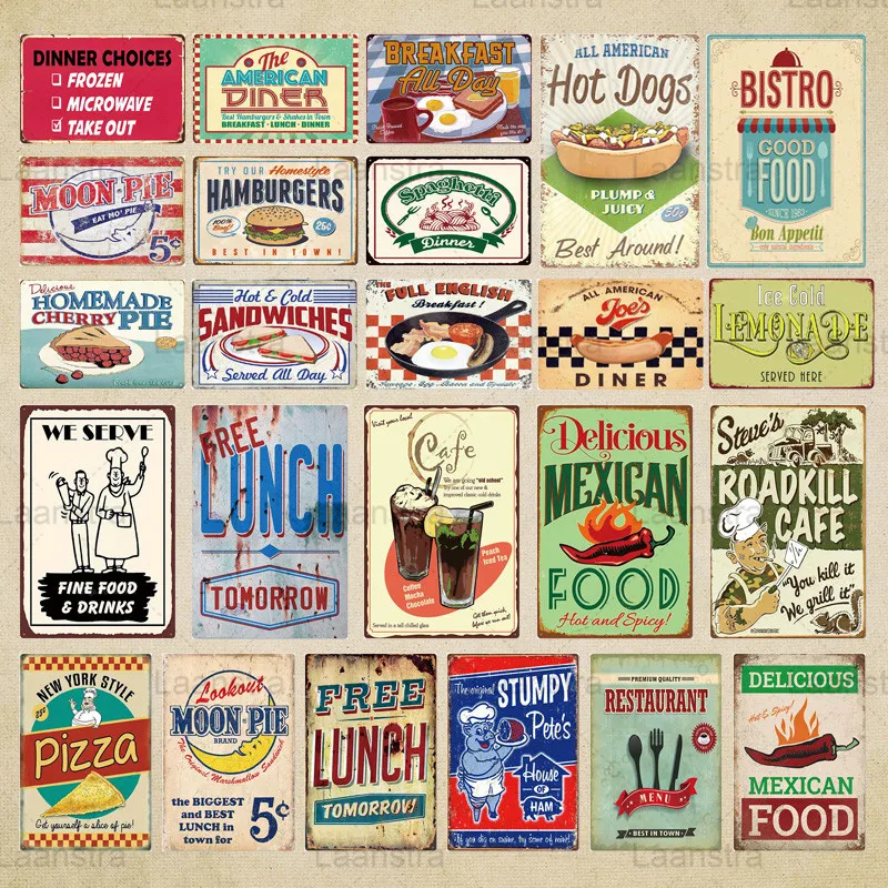 Жестяные знаки металлический винтажный постер блюда меню металлическая вывеска