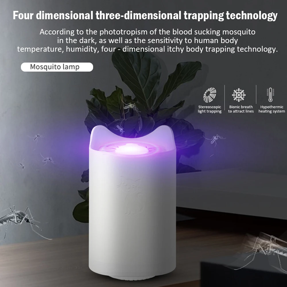 Cute Mosquito Killer Lamp LED USB Electric Silent Indoor & Outdoor Anti Flying Trap Repellent Light Physical Bug Zapper | Лампы и