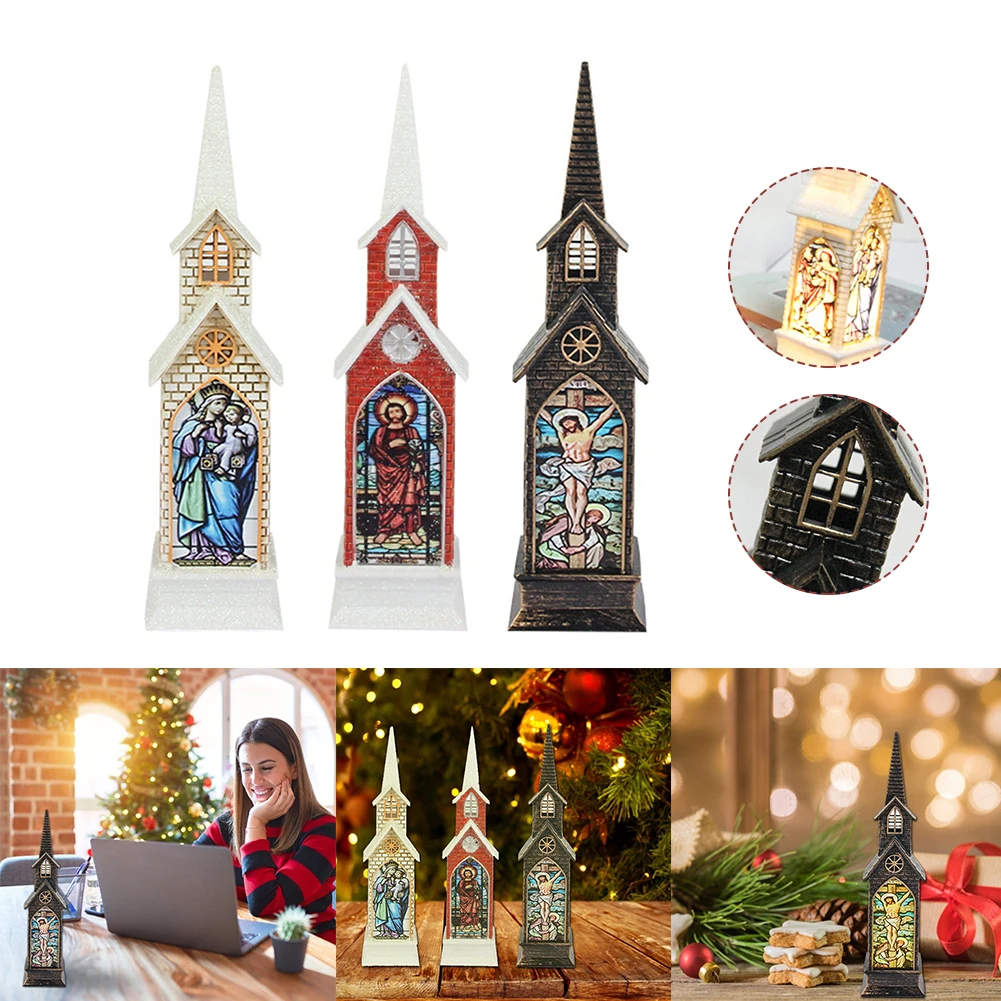 Рождественское украшение церковный фонарь пластиковый декоративный настольный