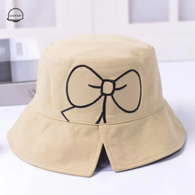 

2021 Bucket Hat Hats for Women Spring Summer Outdoor Sun Hat New Fashion Fisherman Hat with Bow Tourist Shopping Shading Cap