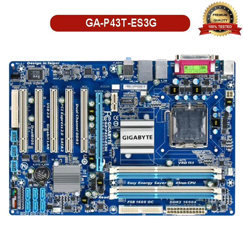 Материнская плата для GIGABYTE Настольная материнская P43 Socket LGA 775 Core 2 Pentium DDR2 16G ATX б/у
