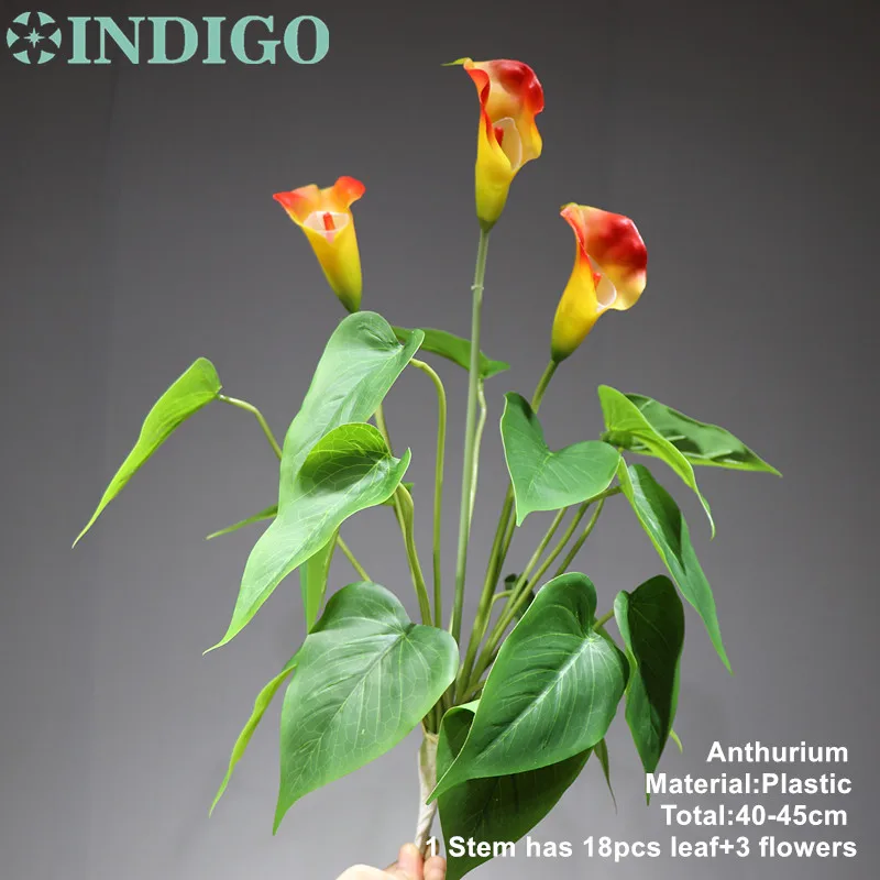 

INDIGO- 1 Set Sunset Calla Bonsai (3 Bunch +1 Pot) Office Table Decoration Wedding Plastic Ourdoor Flower Party Home Flower