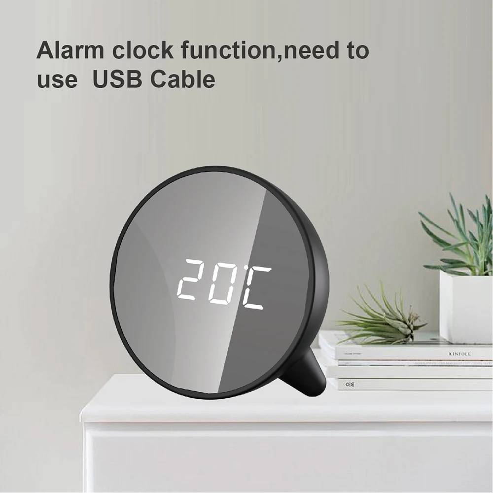 Digital USB table Alarm Clock with light and LED mirror Electronic Desk kids bedstand Wake Up thermometer snooze | Дом и сад