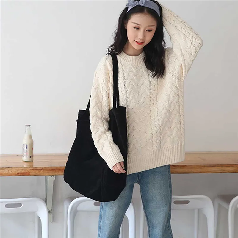 Холщовая Сумка для покупок женщин Вельветовая однотонная большая многоразовая