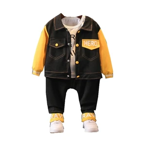 Новинка, весенне-осенняя одежда для маленьких девочек, детская куртка с буквенным принтом для мальчиков, футболка и штаны, 3 шт.компл., модный костюм для малышей, детские спортивные костюмы