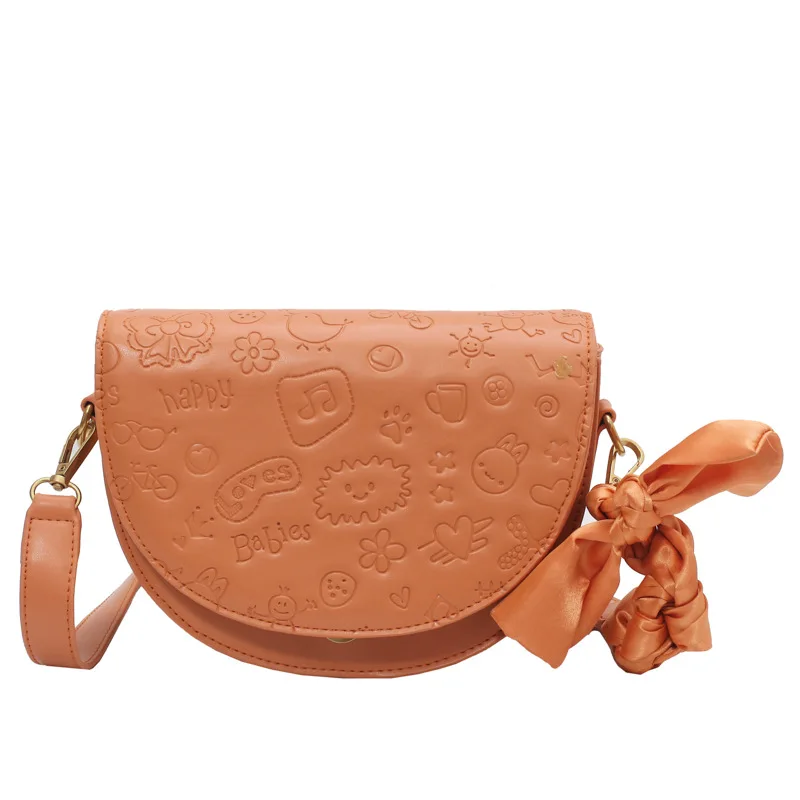 

Women's Designer Semicircular Crossbody Bag Embossed Pu Leather Shoulder Bag Woman Luxury Brand Cover Messenger Bags Women 2021