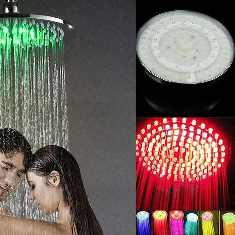 

Bathroom RGB LED Flash Light 7Colors Changing 20cm/8" Rain Shower Head