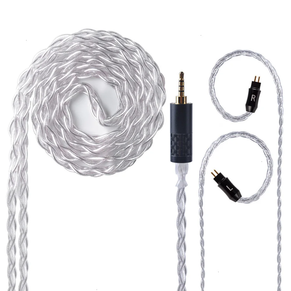 UPOCC Litz 28AWG 7N одиночный Кристальный Медный Серебряный кабель 2,5/3,5/4,4 мм сбалансированный кабель для наушников с MMCX из Тайваня для HQ8 Олово 2