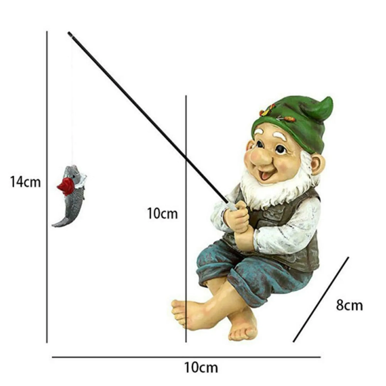 

# The Fishing Gnome Sitter Garden Gnome Statue Cute Gift Outdoor Decoration Hand-cast Garden Accessories Decoration