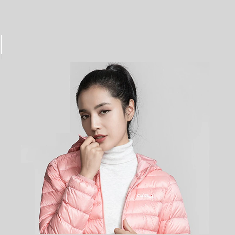 Короткая куртка на утином пуху белого цвета, пальто с гусиным пухом Northface с капюшоном для женщин и мужчин, ультра-светильник, теплая парка больших размеров - Цвет: Pink Female