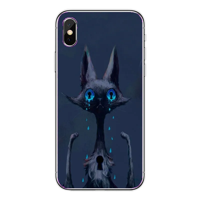 Чехол с кошкой для жесткого телефона матовые пластиковые аксессуары прозрачная