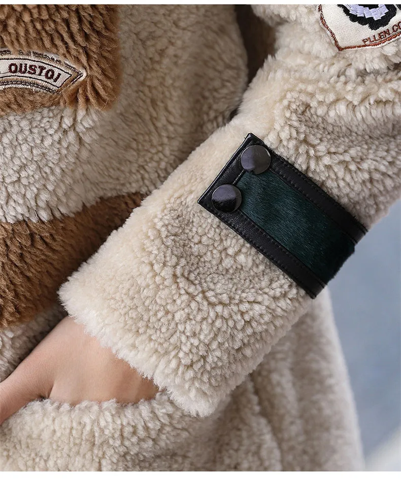 Корейские длинные куртки Manteau Femme, пальто из натурального меха, женские шерстяные пальто из овчины, зимняя женская куртка PP249