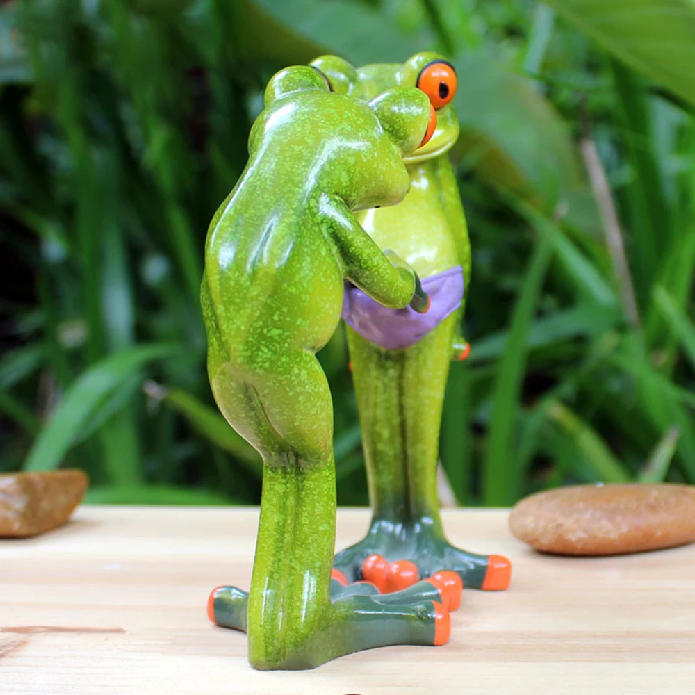 3D миниатюрная Статуэтка лягушки из смолы ручная роспись скульптура животного