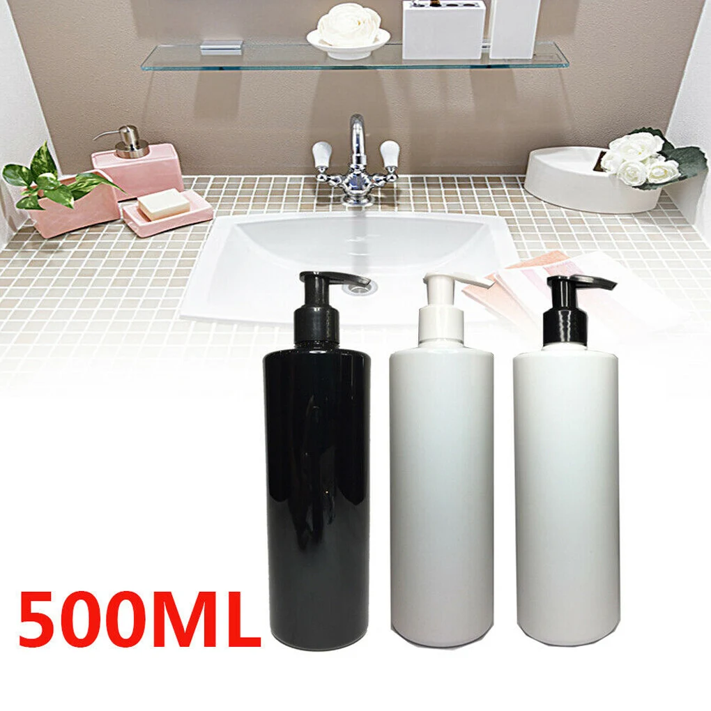 

1pc Empty Refillable Lotion Pump Press Bottle Body Wash Bath Shower Gel Shampoo Liquid Toiletries Container PET 500ml Bottle