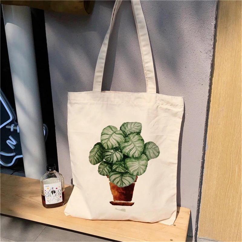 

Ladies cartoon printed canvas shopping bag, women's cotton shoulder bag, environmentally friendly handbag, handbag, reusable cus