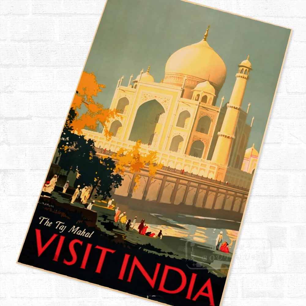 Индию: Тадж махала пейзаж из путешествия плакат Винтаж ретро холст картины DIY