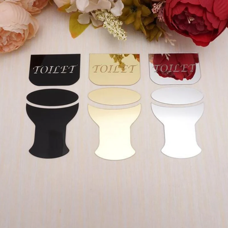Горячие DIY зеркальные настенные наклейки для туалетной двери знак/WC налет 3D