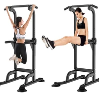 adjustable height pull up dip station power tower pull up bar multi function home gym strength training fitness workout station