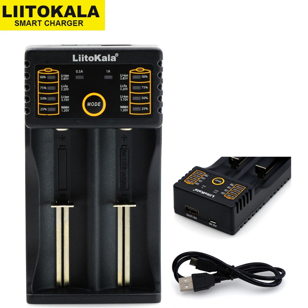 

Liitokala Lii-202 charger 1.2V 3.7V 3.2V 3.85V AA / AAA 26650 10440 14500 16340 25500 18650 NiMH lithium battery smart charger