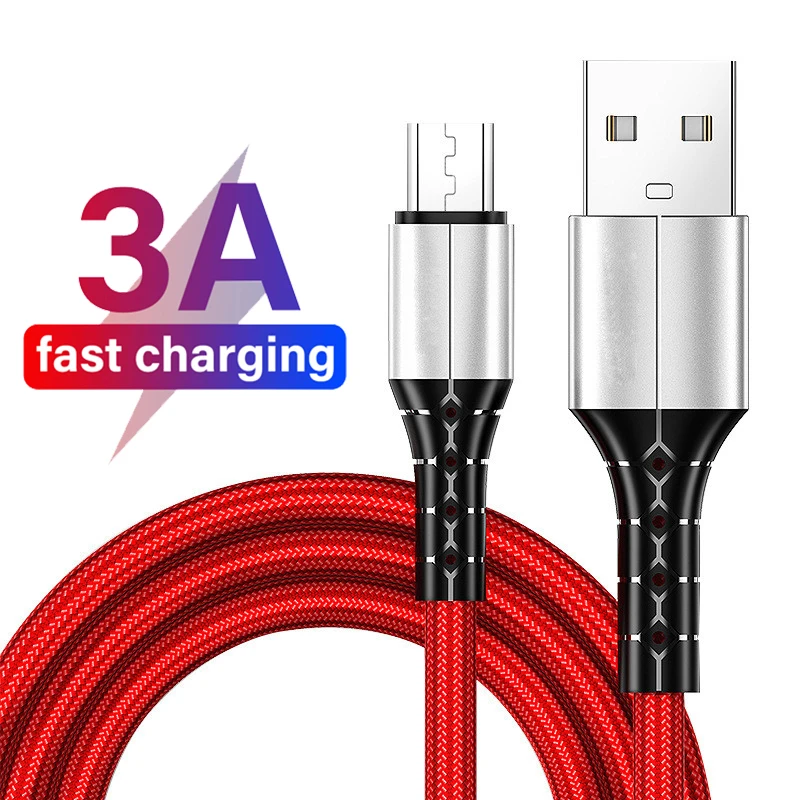 

USB Cable 3A Fast Charging Type C Cable For Xiaomi 9 Redmi Note 9 8 Samsung Huawei Micro-usb Quick Charge Wire USB C Nylon Cable