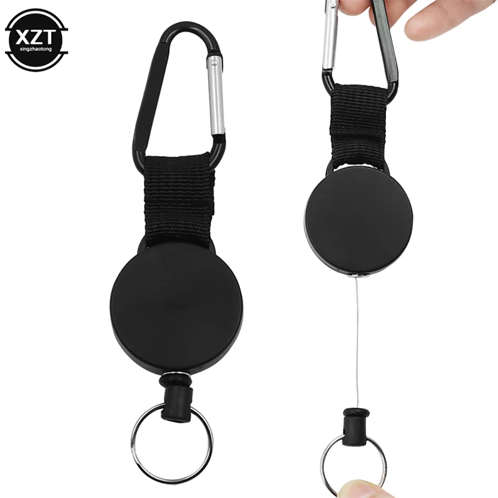 

3 In 1 Retractable Badge Steel Wire Cord Pull Key Ring Portable Bottle Opener Hexagonal Wrench Carabiner Car Key Chain EDC Tool