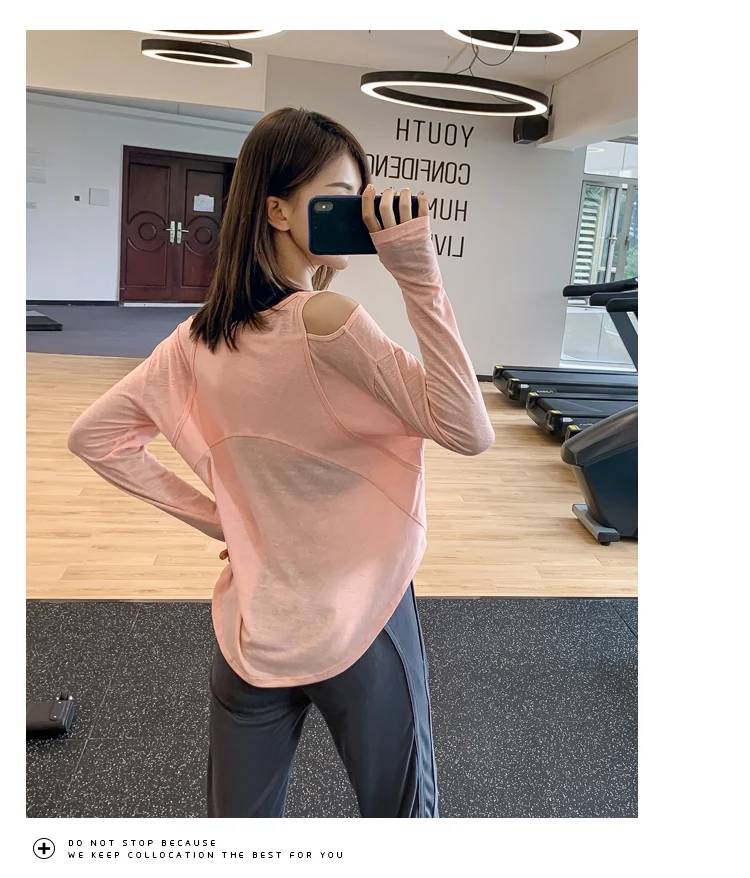 

Women Long Blouse Polyester Soft Loose Long-sleeve Quick-drying Clothes Sports T-shirt Pregnant Women Yoga Clothes Top ZH133