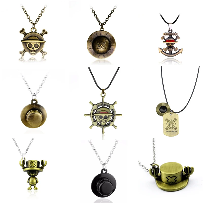 Смешанные Косплэй аниме Одна деталь Луффи Череп Кулон Цепочки и ожерелья Rope Chain с