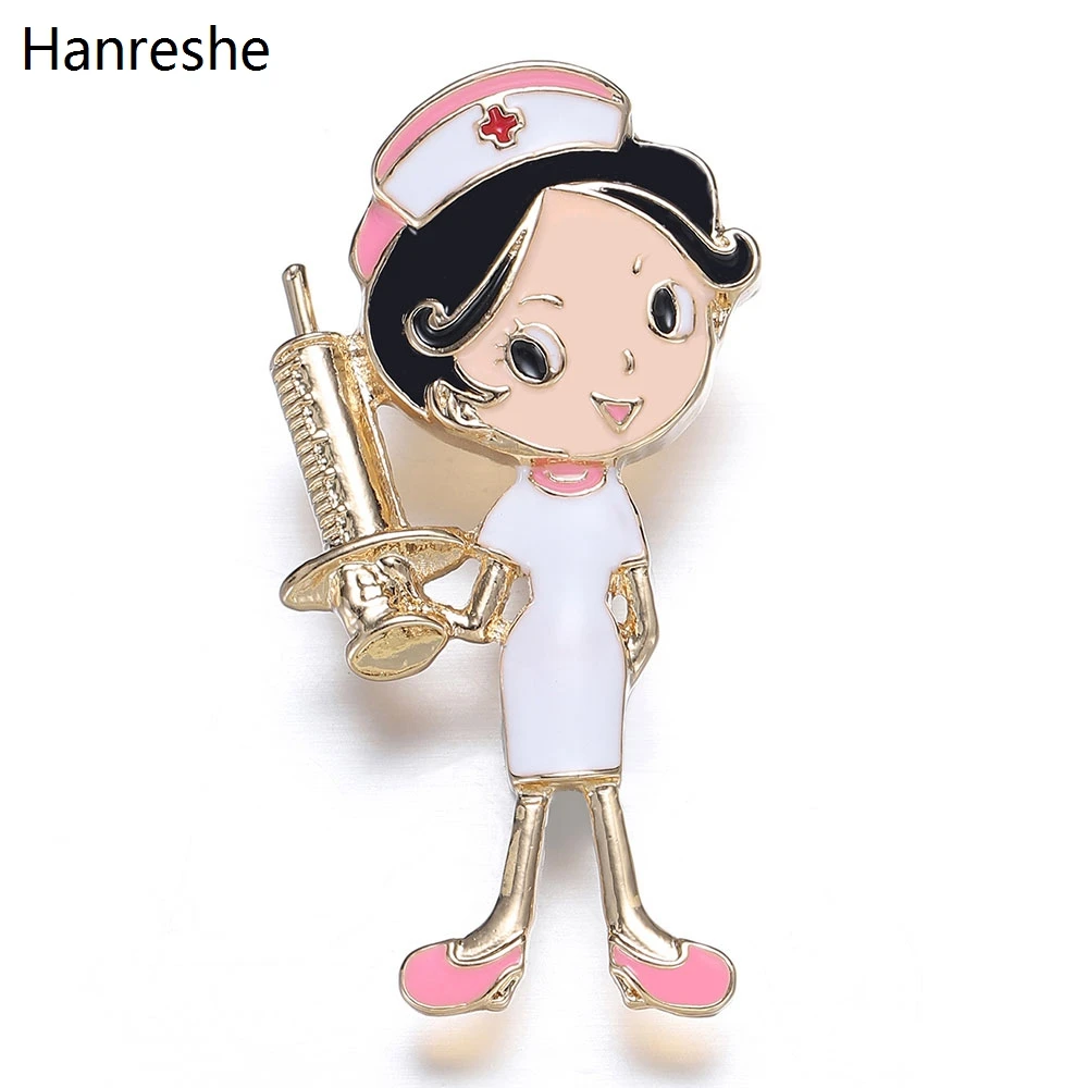 Новый милый мультфильм медсестры шприц эмаль брошь ювелирные изделия цинковый