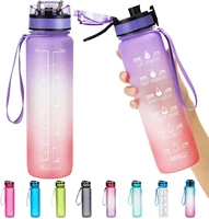 motivational fitness sports water bottle with time marker removable strainer bpa free non toxic