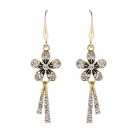 korean vintage flowers insert crystal women earrings stud girls earring drop for women jewelry brincos femininos