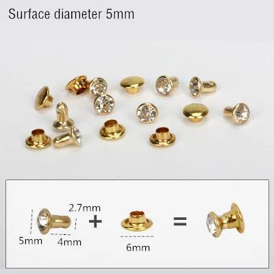 Gold 5mm 50 комплектов 5-11 мм с отделкой кристаллами, стразами, заклепками, стразами, шпильки DIY, сумка для одежды, кожаные декоративные шипы для перекуса, стеклянные сверла для ногтей - Цвет: Gold 5mm