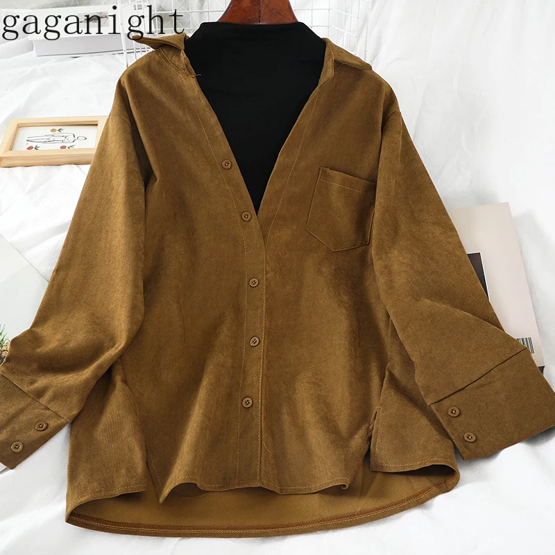 Gaganight Лоскутная винтажная женская блузка с длинным рукавом Половина Водолазка