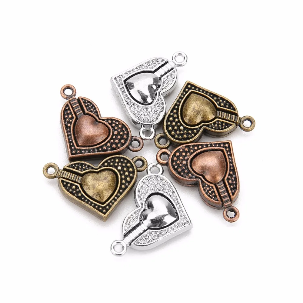 

5Pcs/lot Antique Metal Clasps Heart Magnetic Clasps For Jewelry Making Lock Beads Pendant DIY Bracelet Jewelry Findings