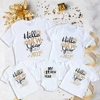 Новый год 2022, одинаковая семейная одежда Holle, футболка для матери, отца, детей, футболки, детское боди, праздничный семейный наряд, топы