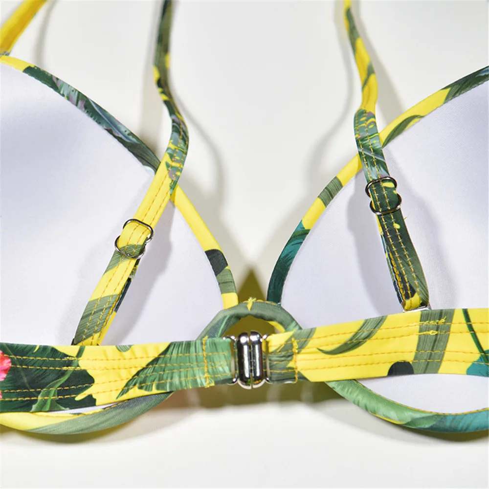 Сексуальные женские тропические пляжные стринги с принтом джунглей комплект