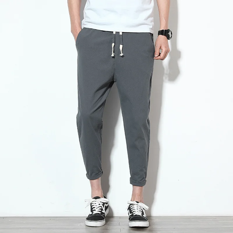 

Cotton Joggers Men Summer Casual SlimTrousers Men Lightweight Solid Breathable Streetwear Sweatpants Men
