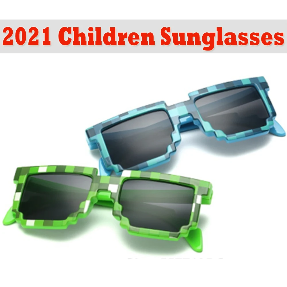 

2021 New Mosaic Lattice Rectangle Sunglasses Men Women Classic 8 bit Pixel Sun Glasses Male Female Retro Eyewear