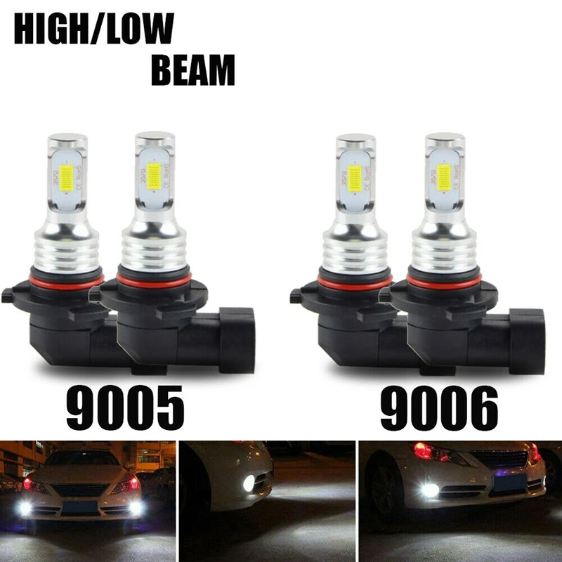 

2Pairs 9005 9006 Combo LED Headlight Kit High Low Beam Bulb 6000K 800W 8000LM