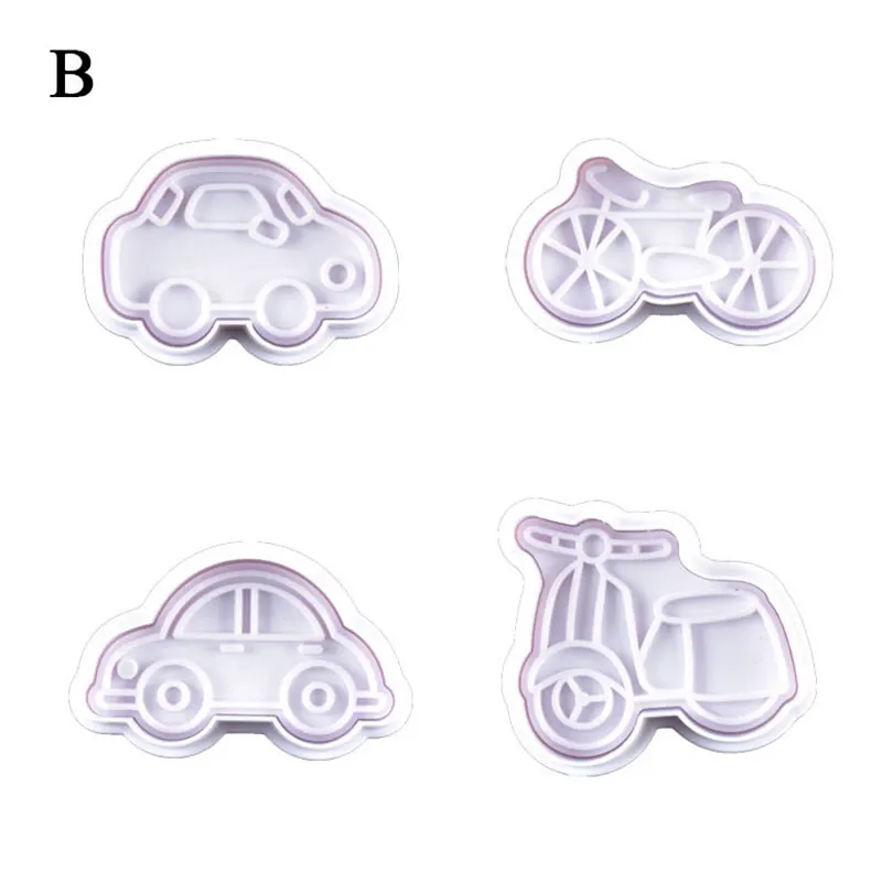 

8 Style 3D Car Plane Train Vehicle Cookie Cutter Biscuit Mold Baking Hand Stamp Press Plunger Sugar Craft Cookie Fondant Cutters