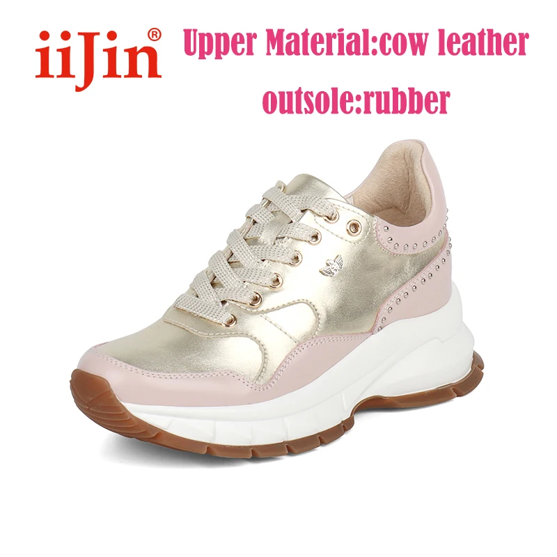 online Iijin Oficial Rebite Fundo Grosso Interno Aumentar Desportivo Andando Jogging Casual Retro Primavera Outono Sapatos Femininos Tênis